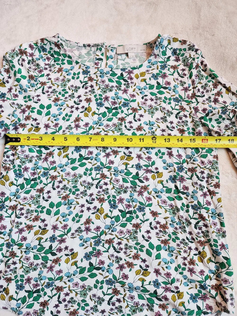 LOFT Puff-Sleeve Peasant Blouse with Colorful Floral Print Lightweight
